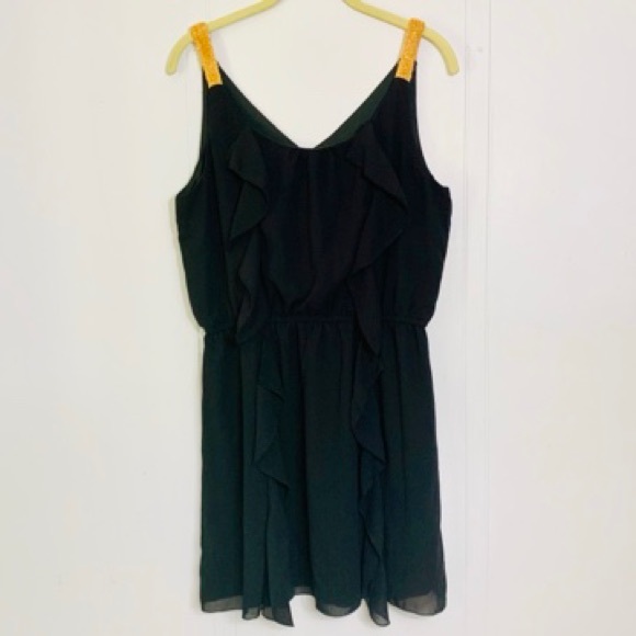 ULTRA PINK Black Dress w/ Gold Straps - Picture 1 of 6
